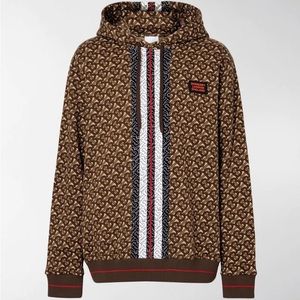 Burberry Striped Monogram-Print Hoodie Brown NWT